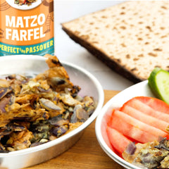Manischewitz Matzo Farfel kitchen setup highlights ready-to-use product for stuffing or kugel.