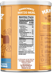 Manischewitz Matzo Meal used in home cooking for breading and matzo ball prep.