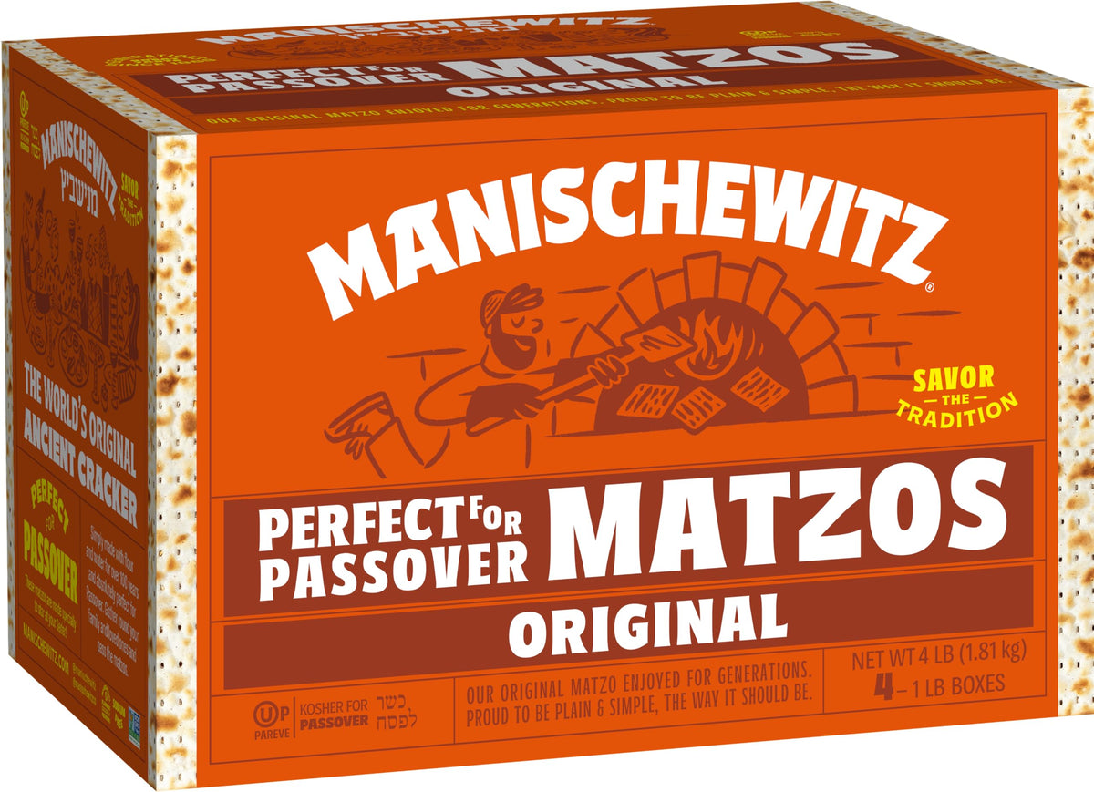 Manischewitz Passover matzo original crisp slabs for festive meals.