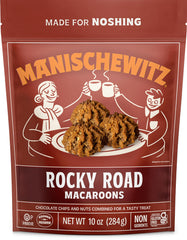 Manischewitz Rocky Road Macaroons pack front with resealable bag for on-the-go freshness