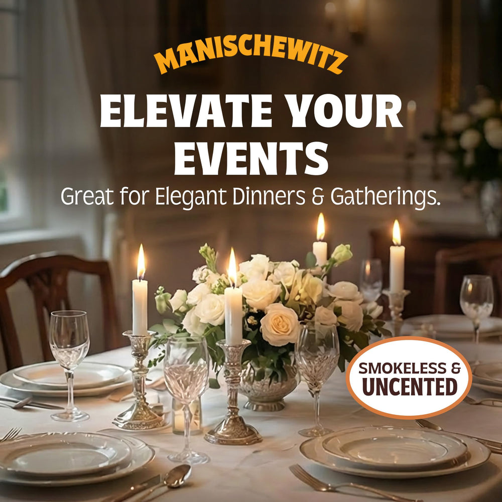 Manischewitz Shabbat candles ideal for holidays and elegant gatherings