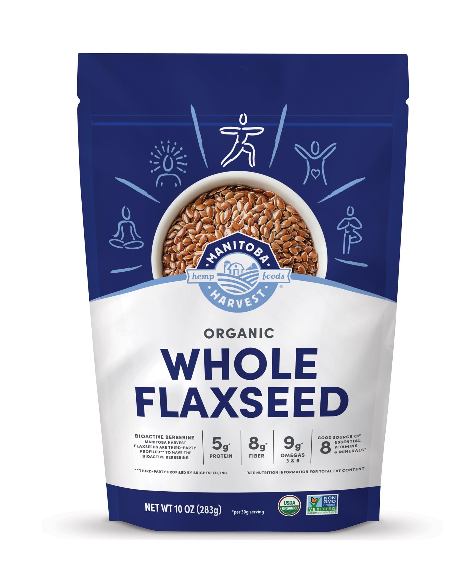 Manitoba Harvest flaxseed bag closeup for convenient organic protein boost
