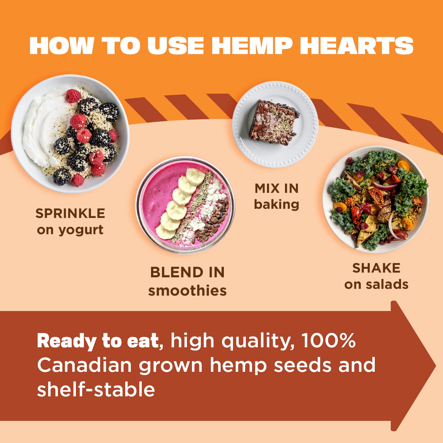 Manitoba Harvest Hemp Hearts topping on salad for omega-rich flavor.