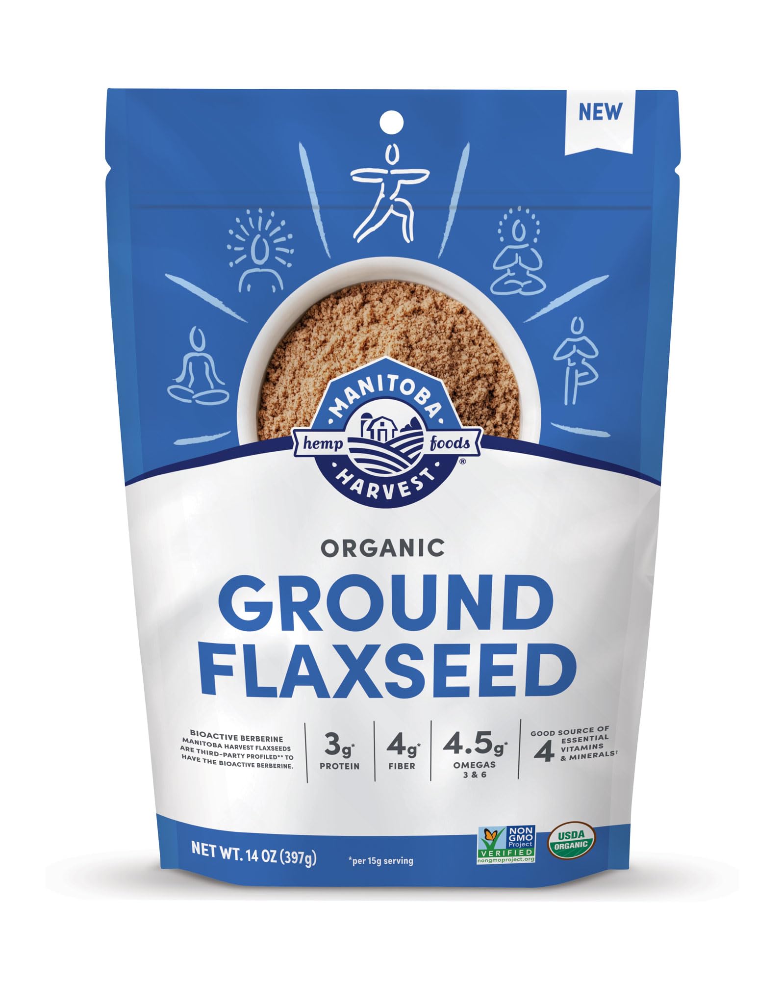Manitoba Harvest organic ground flaxseed packaging for convenient pantry storage