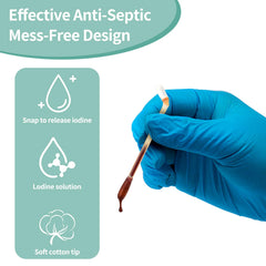 Manna MedTech iodine swabs with organic cotton tip for sensitive skin.