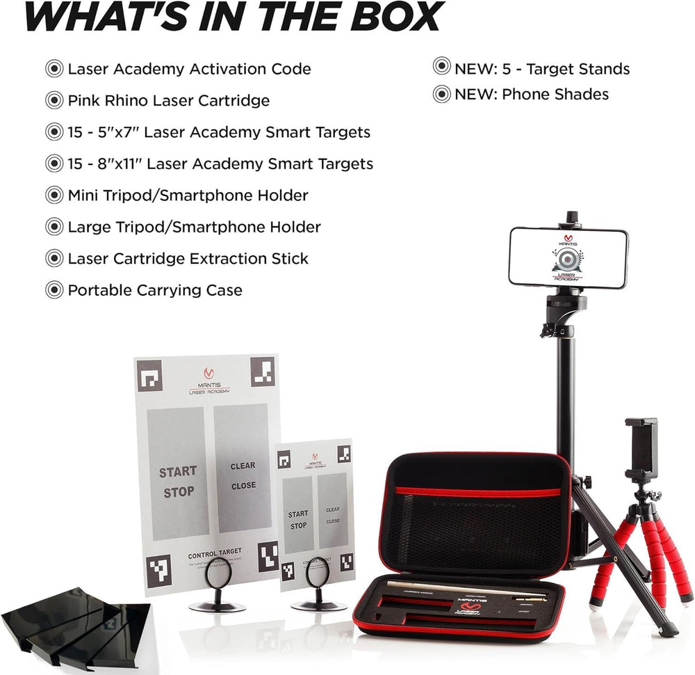 Mantis Laser Academy target stands arranged for practice
