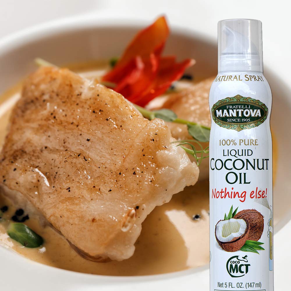 Mantova coconut oil spray flavor varieties for cooking and finishing