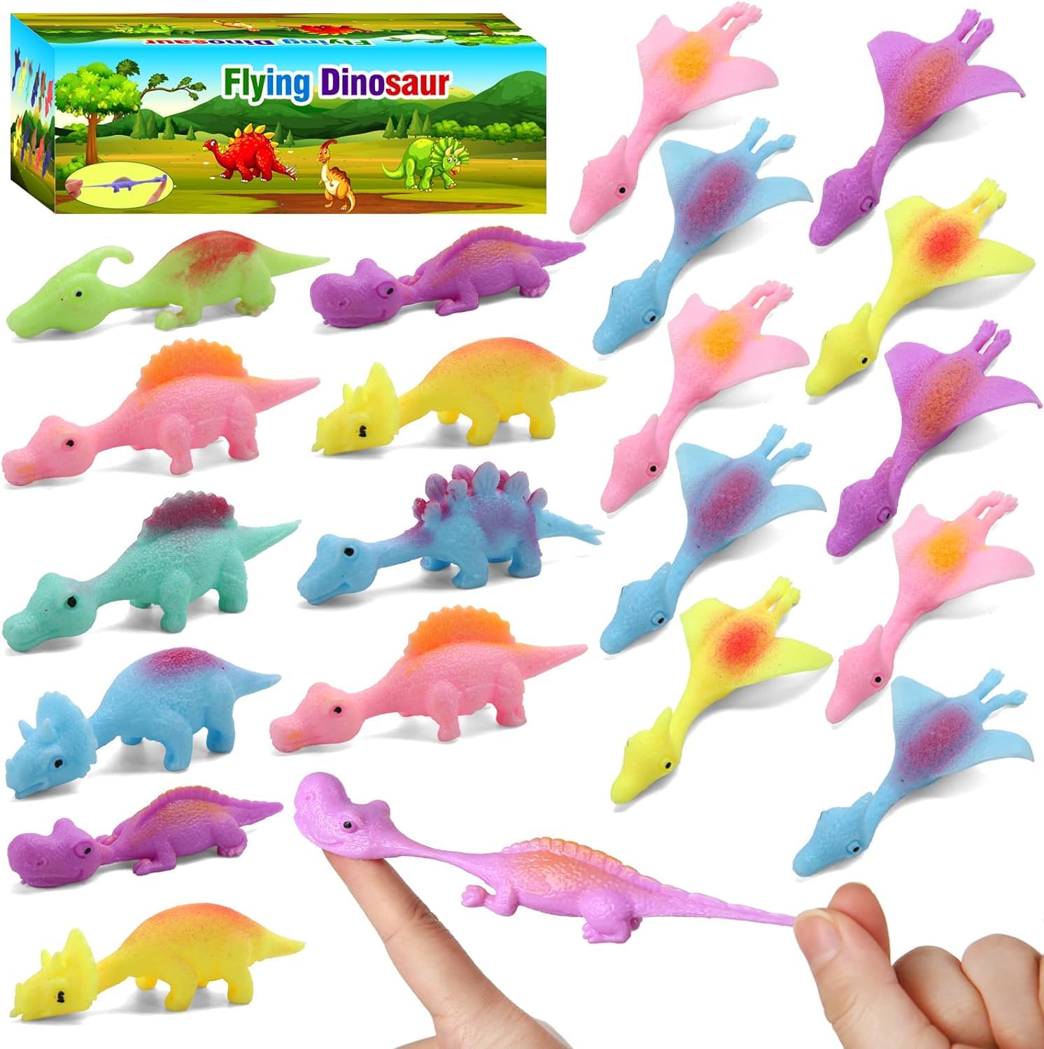 Mantyplay slingshot dinosaur finger toys in a colorful gift box for portable indoor or outdoor fun