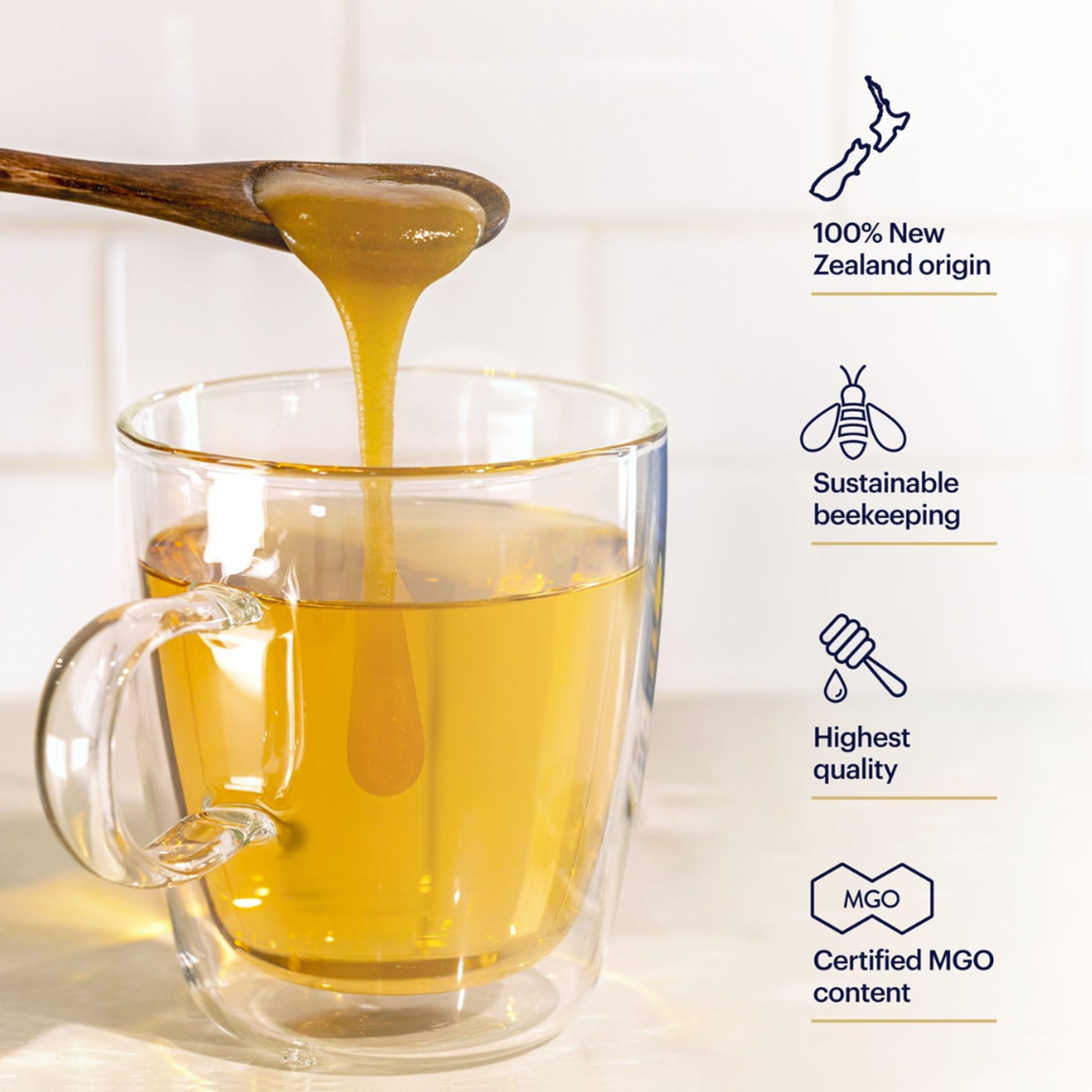 Manuka Health honey pour captures smooth drizzle and aroma