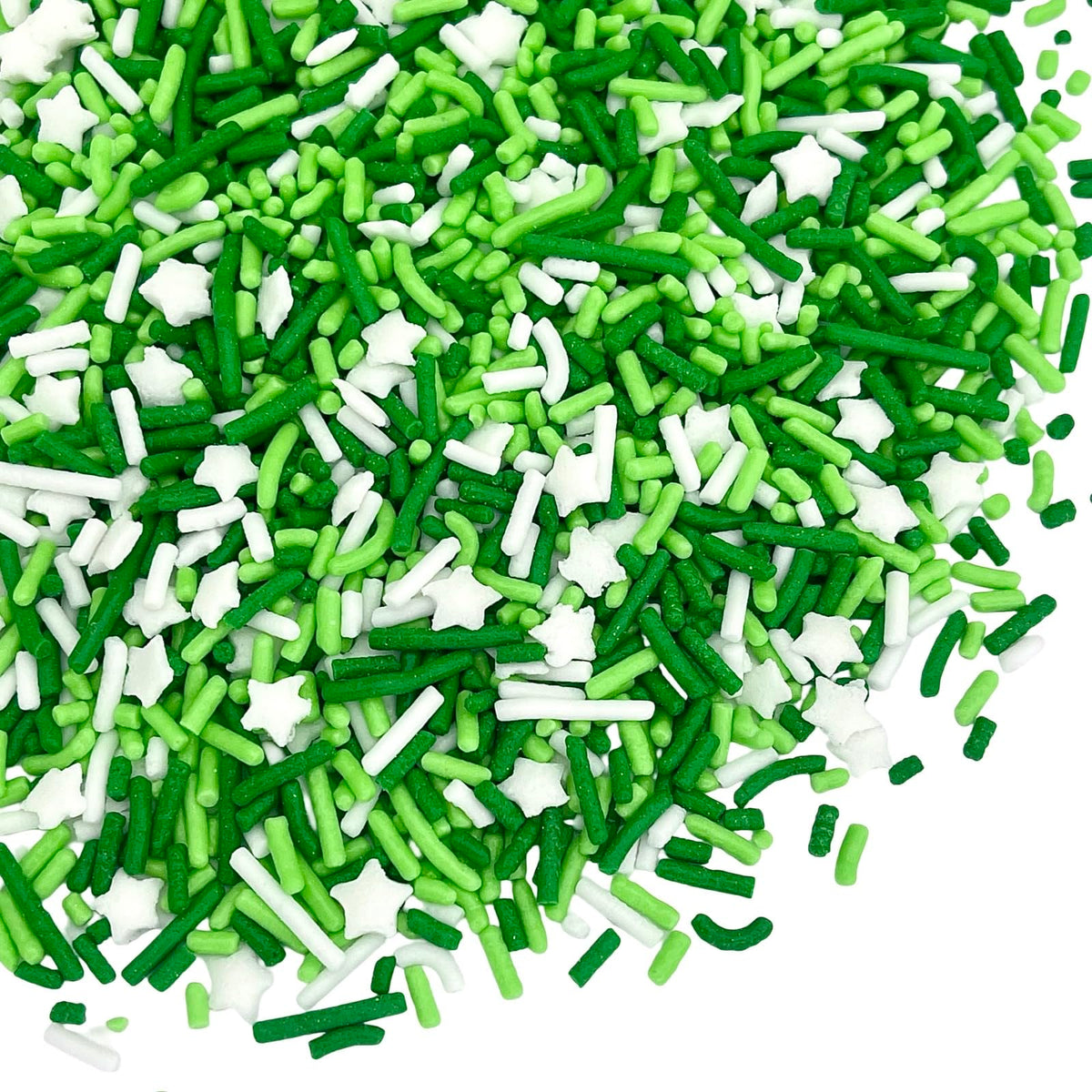 Manvscakes green and silver sprinkles mix for festive cakes and cookies.