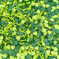 Manvscakes shamrock sprinkles on cookies add festive green color.