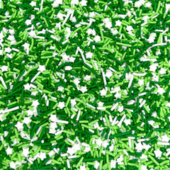 Manvscakes jimmies green-silver sprinkles add shimmer to cupcakes and ice cream.