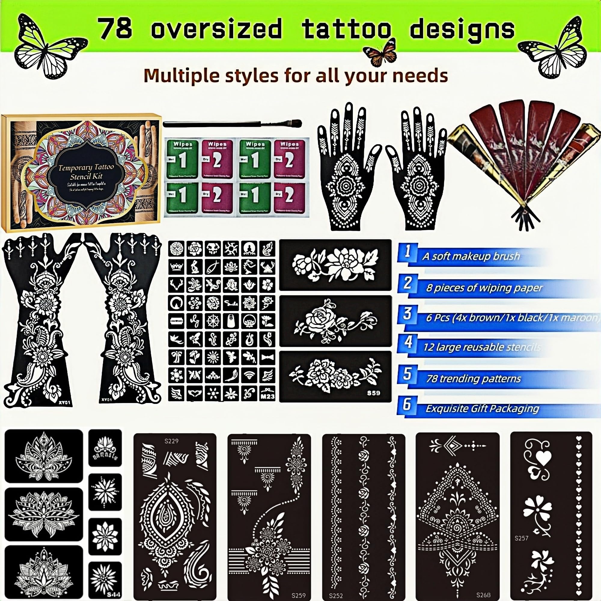 ManYan HaiYan manyanhaiyan kit features 78 designs for versatile body art