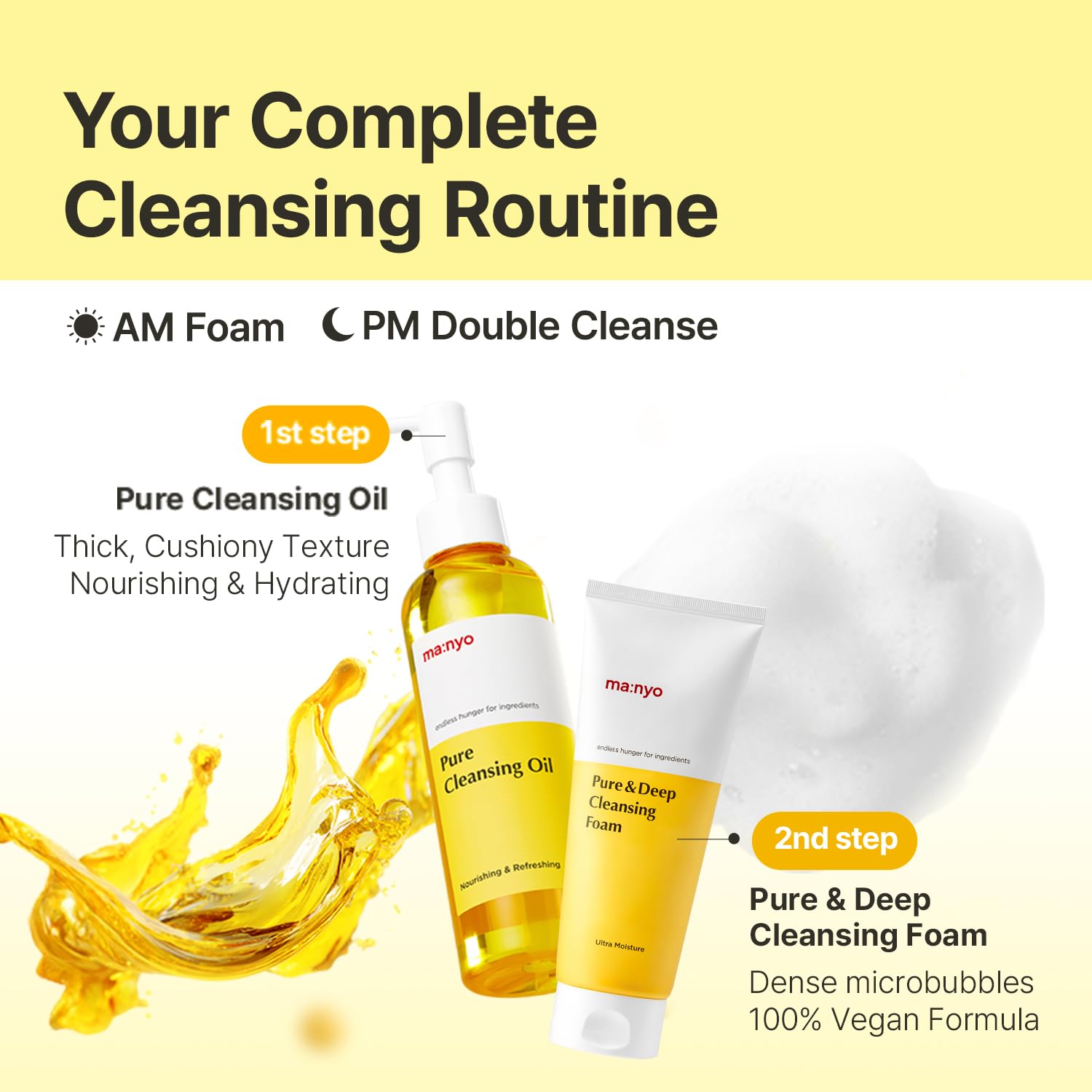 Manyo Pure & Deep Cleansing Foam label closeup highlights ingredient focus.