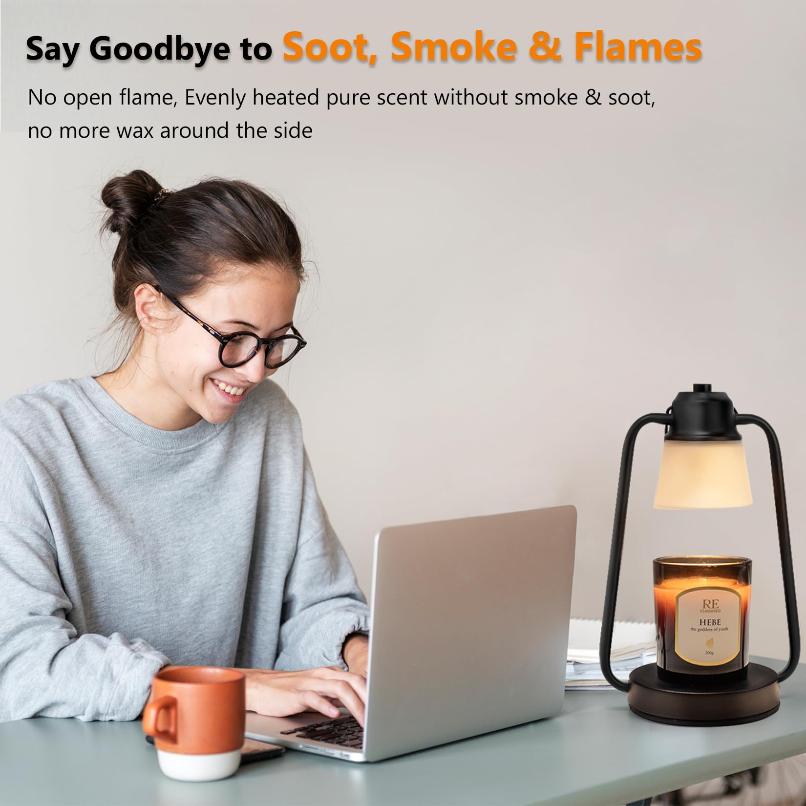 MAOYUE candle warmer lamp showing 3 timer options and auto shutoff