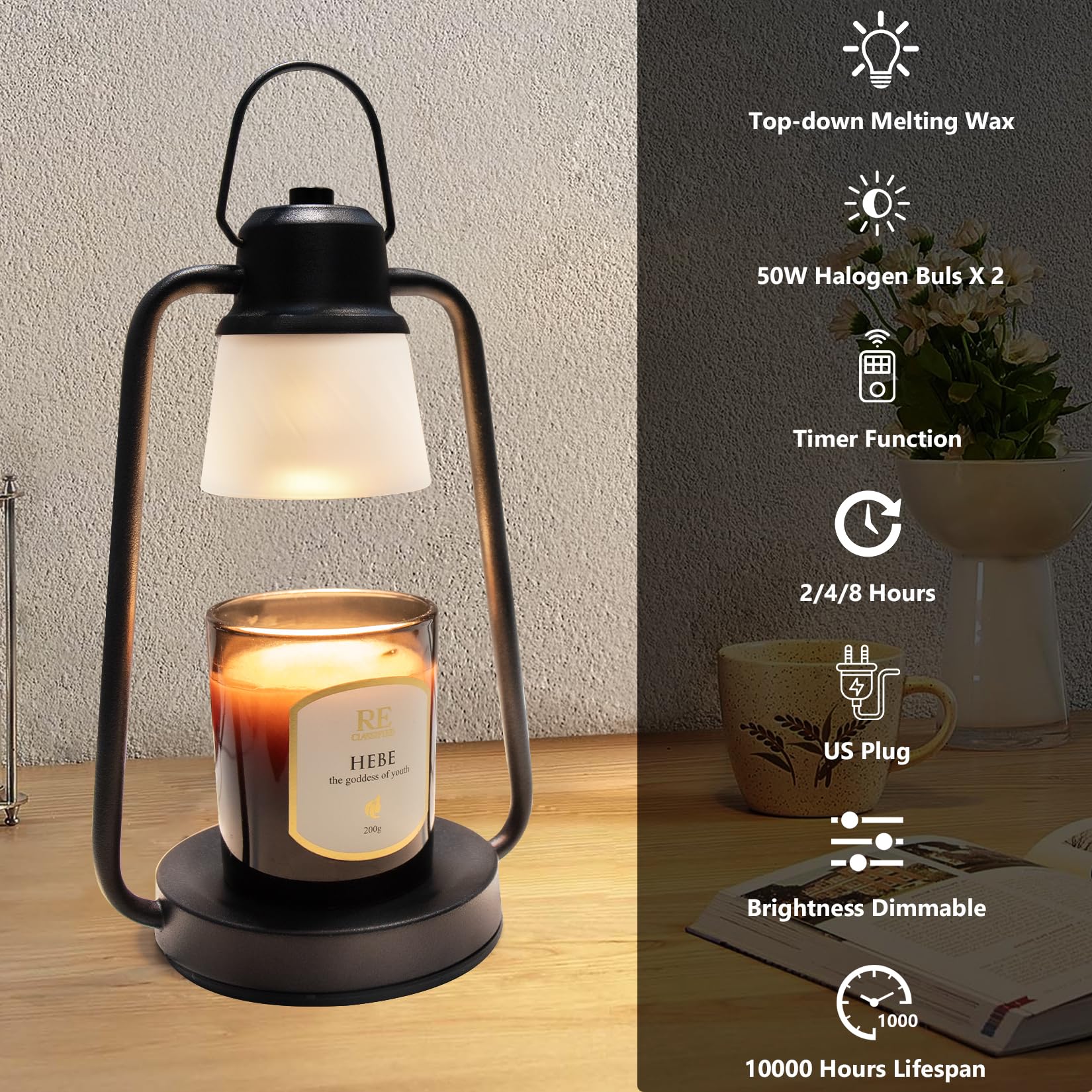 MAOYUE bedroom night-light setup with candle warmer lamp