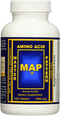 MAP Master Amino Acid Pattern bottle with unflavored tablets for protein support.