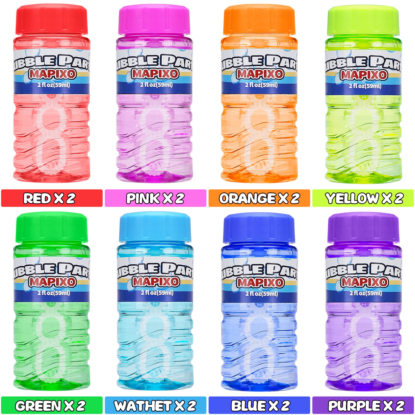 Mapixo eight-color bubble bottles ready for outdoor summer fun