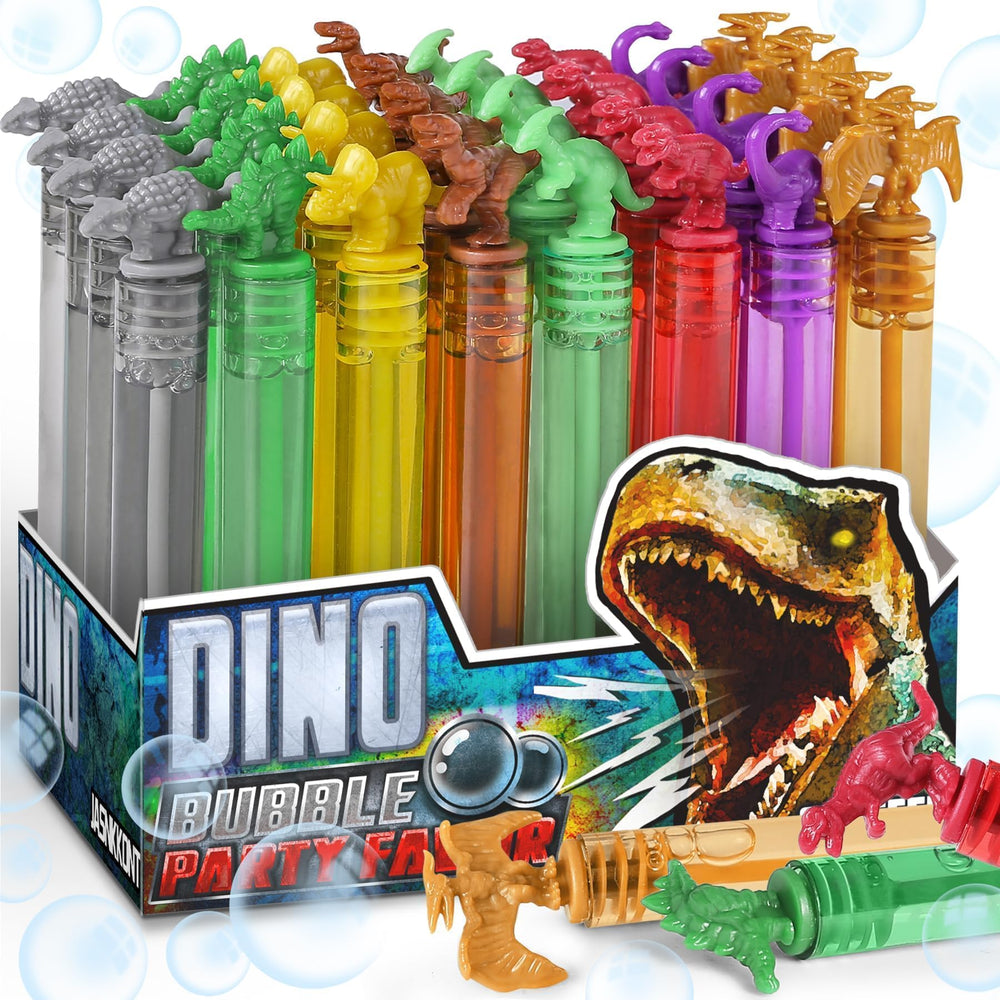 Mapixo dinosaur bubbles wands bulk collection, perfect party favors and imaginative outdoor fun.