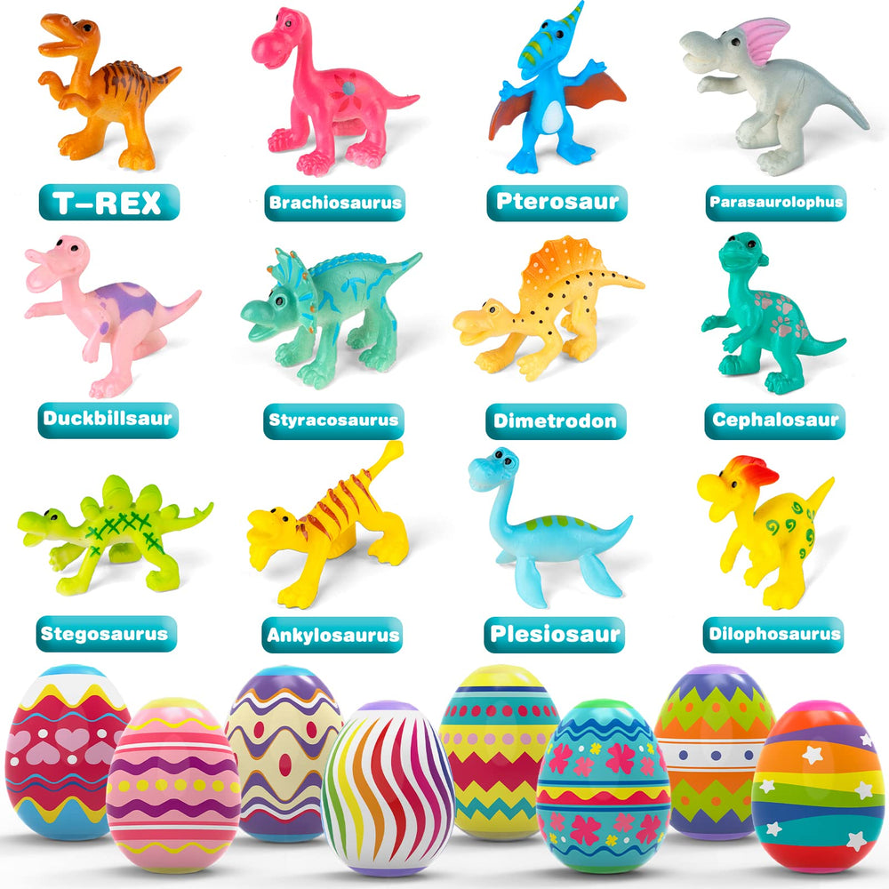 Mapixo Easter eggs in eight colors with dinosaur toys for kids