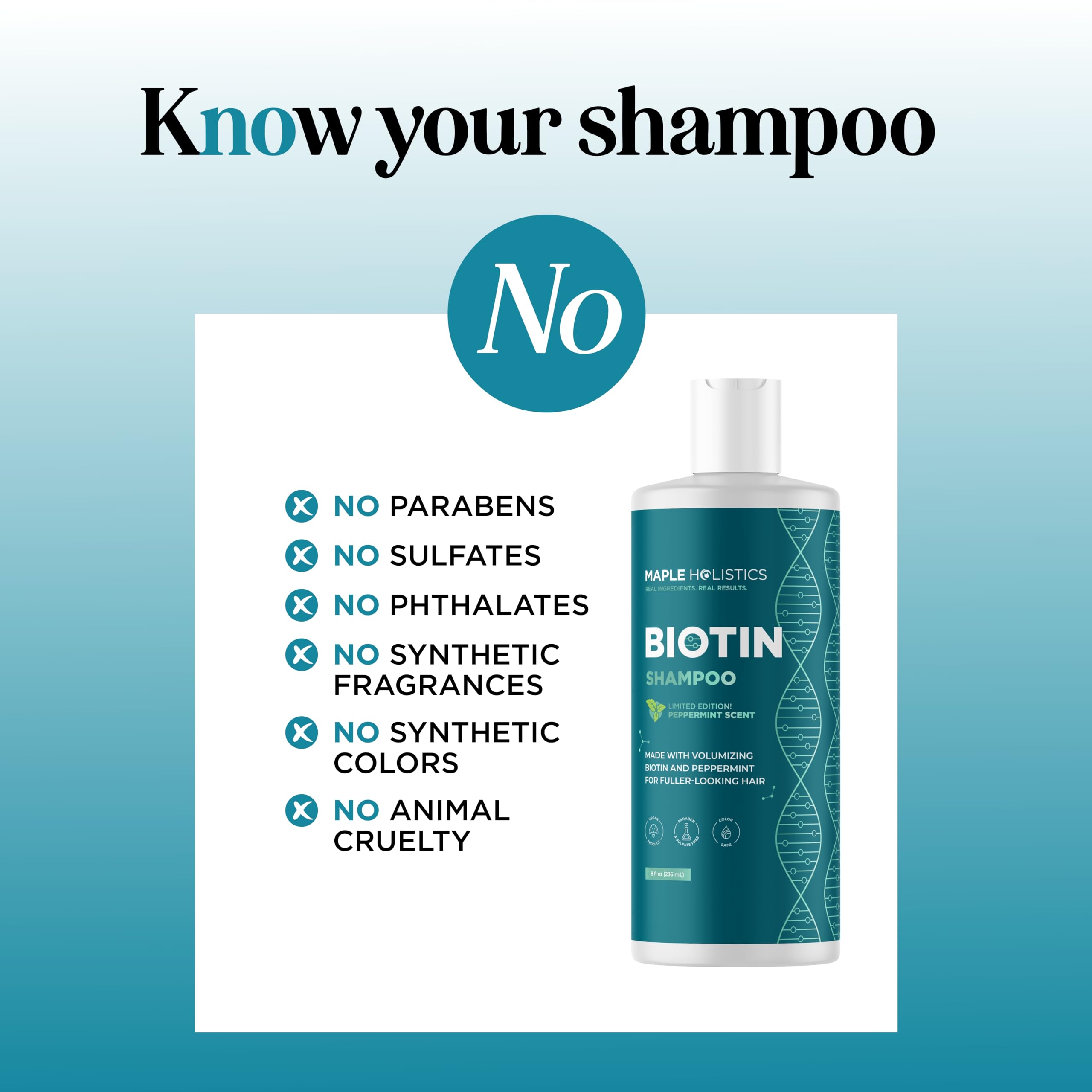 Peppermint aroma in Maple Holistics shampoo provides refreshing scalp sensation.