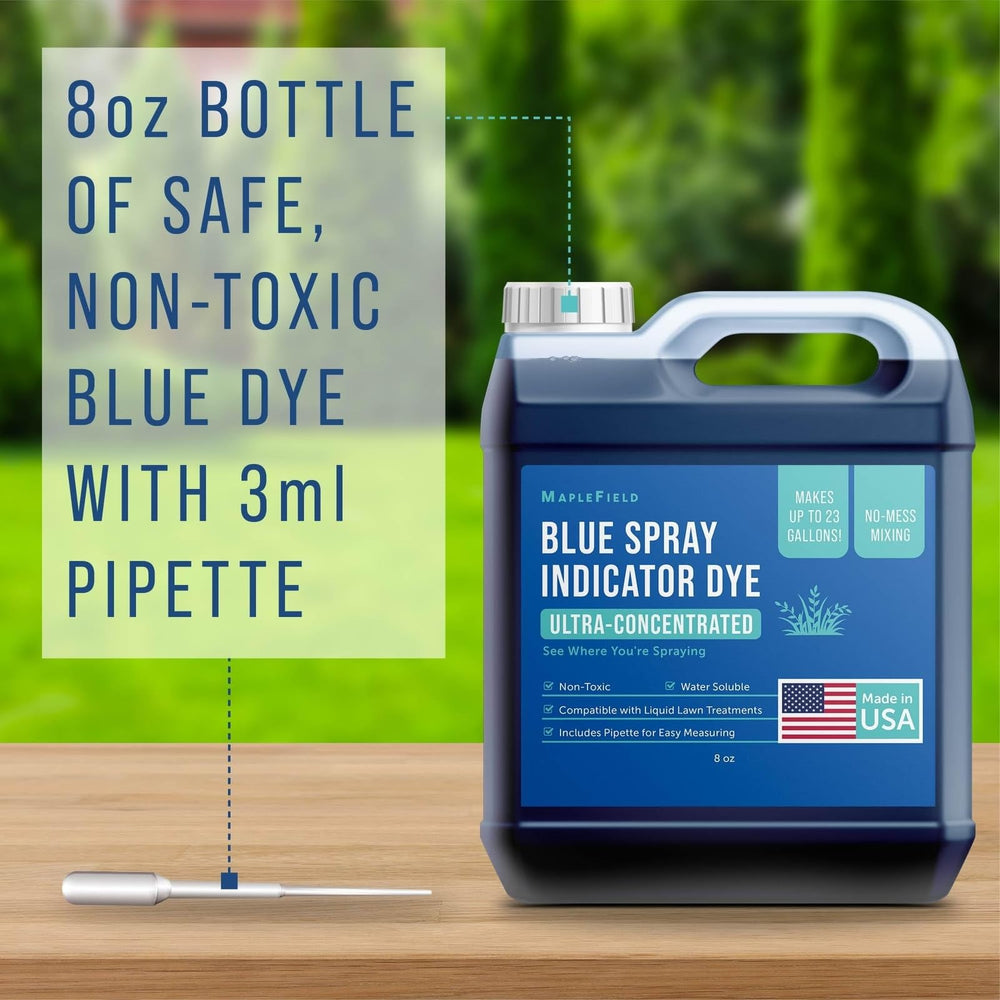 Maplefield Blue Dye with pipette enables mess-free lawn applications.