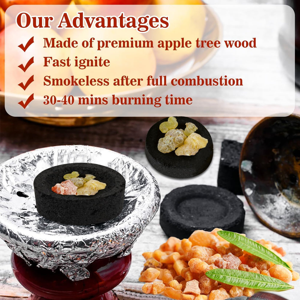 MAQIHAN resin burner charcoal briquettes long-burn for steady aromas 30-40 minutes