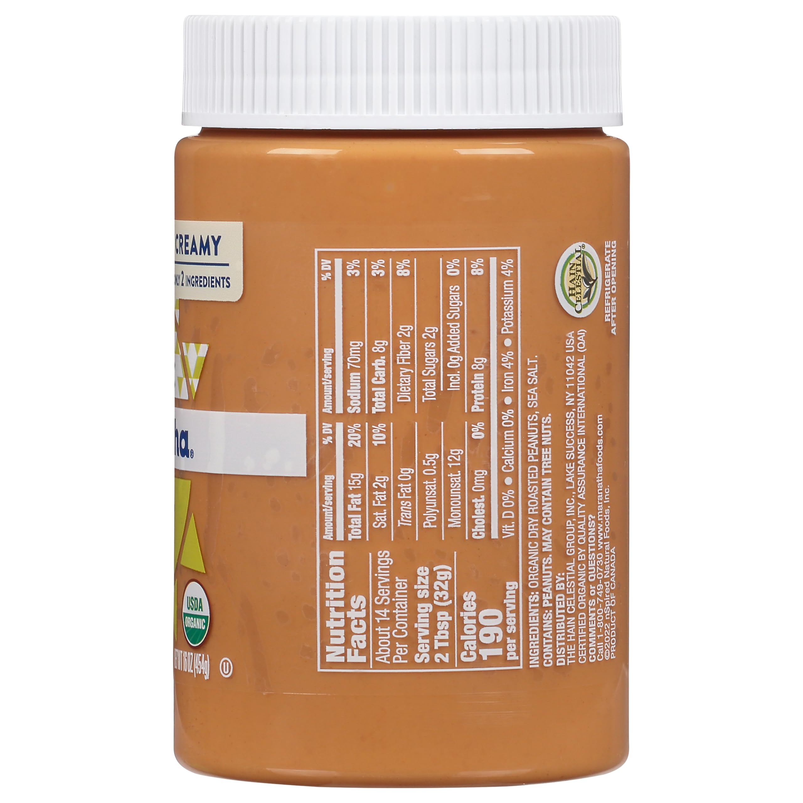 MARANATHA Organic Peanut Butter served with fruit and bread for quick snacks.
