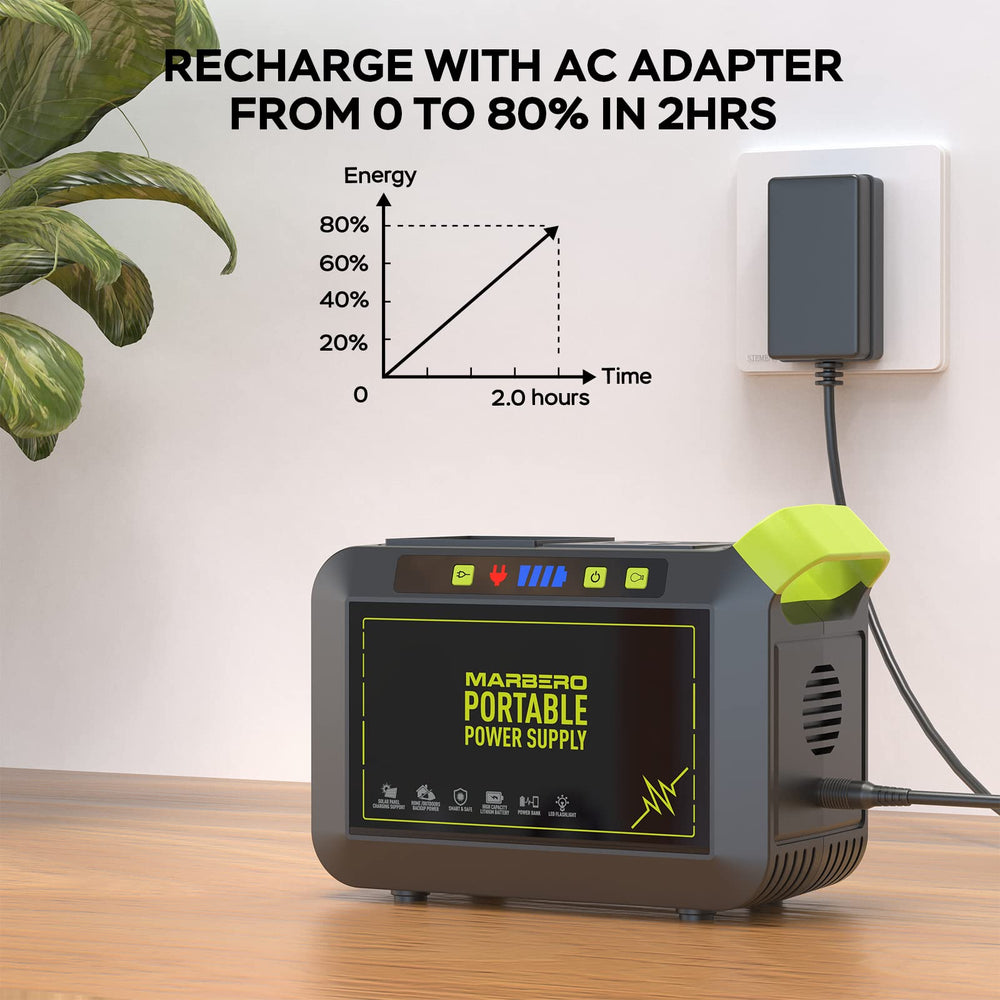 MARBERO M82 two AC outlets power small appliances.