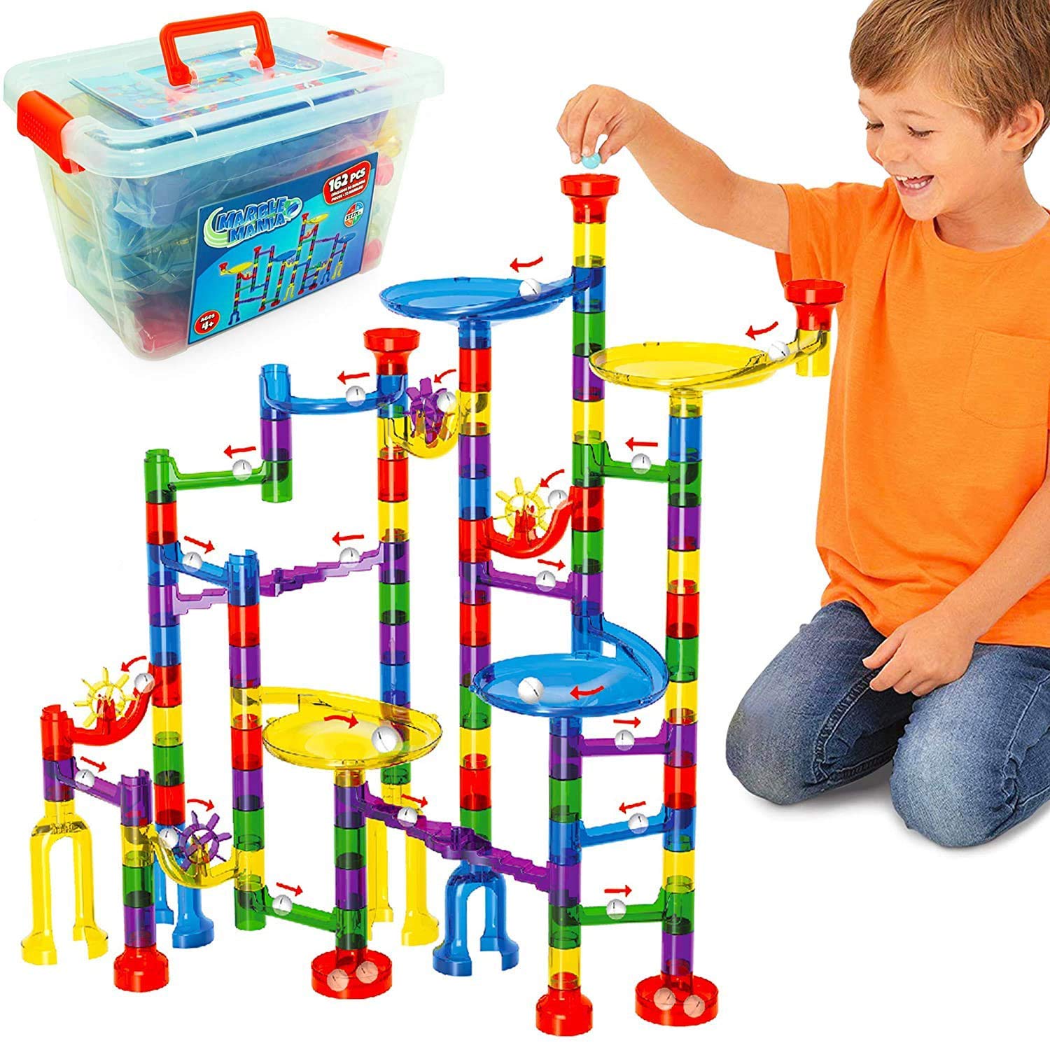 Marble Mania storage tub included for easy cleanup and organization