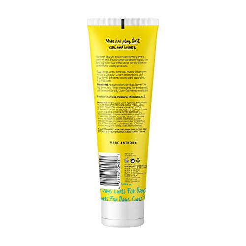 Marc Anthony Strictly Curls bottle side highlighting sulfate-free, color-safe care