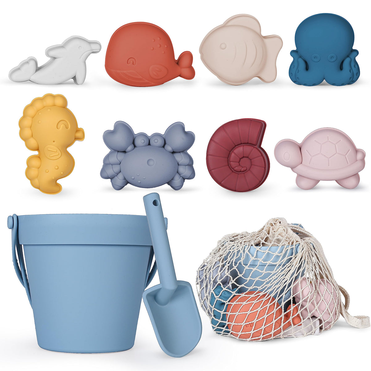 MarcZero silicone beach bucket blue for easy sand play
