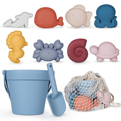 MarcZero silicone beach bucket blue for easy sand play