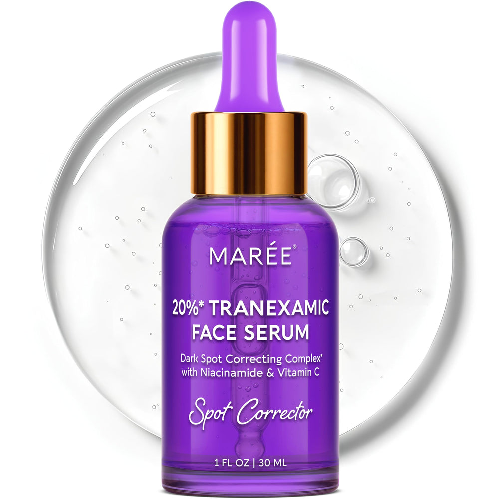MAREE 20% Tranexamic Acid Serum bottle highlights brightening for even skin tone