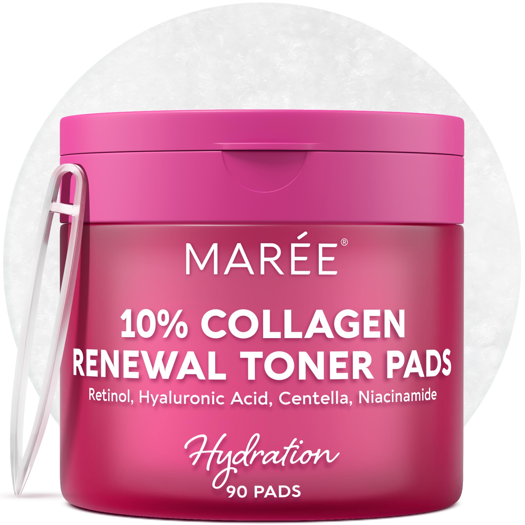 MAREE Collagen acne-clearing pad close-up, highlighting texture and hydration benefits.