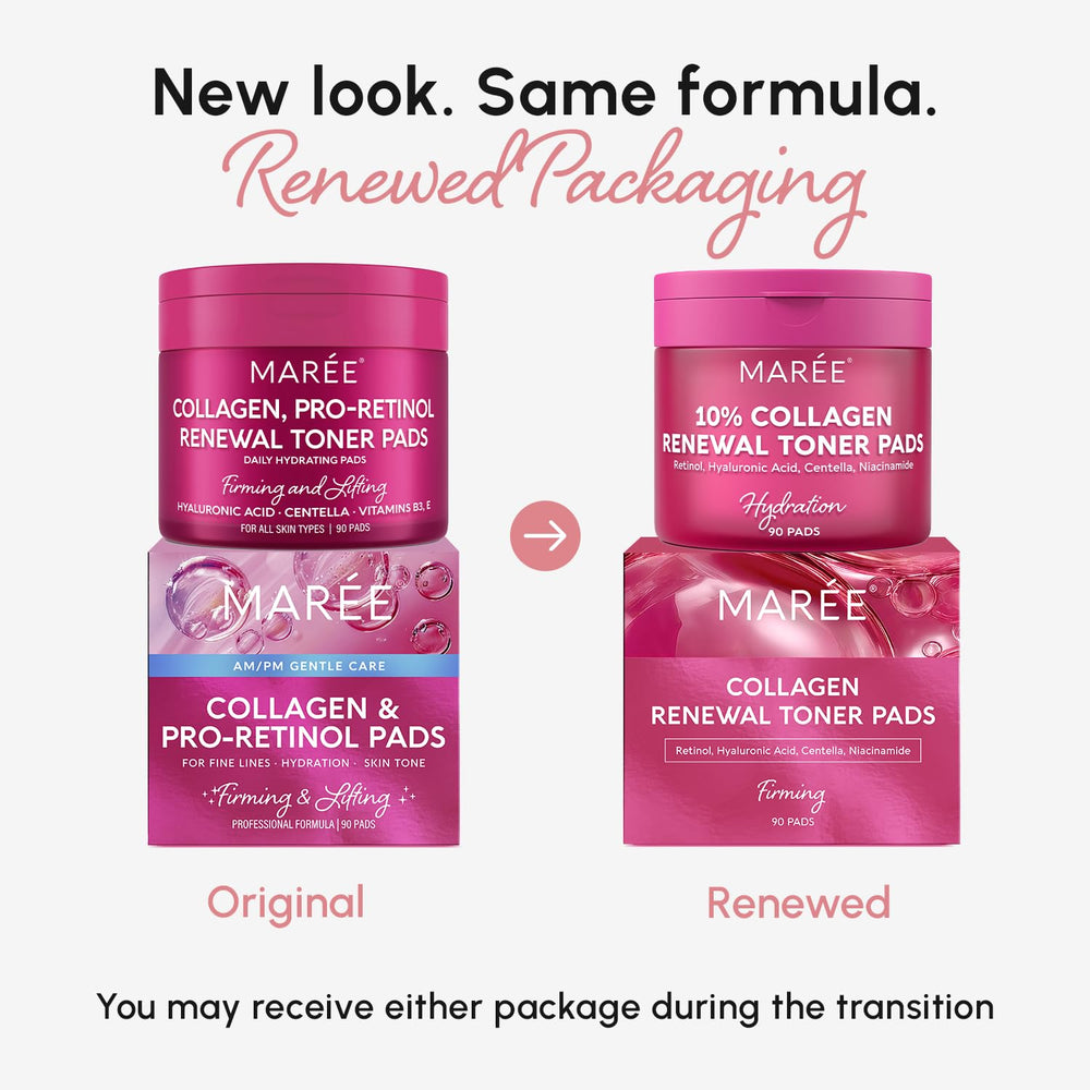 MAREE Collagen Retinol Toner Pad packaging signaling premium skincare routine.