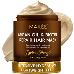 MAREE Deep Conditioning Hair Mask argan oil jar highlights deep moisture for dry hair