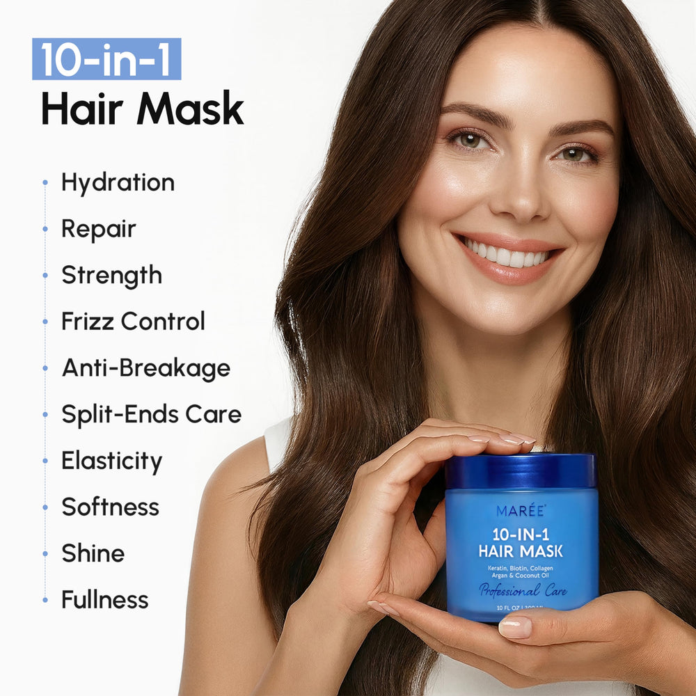 MAREE deep-conditioning hair mask bottle with pump for easy application