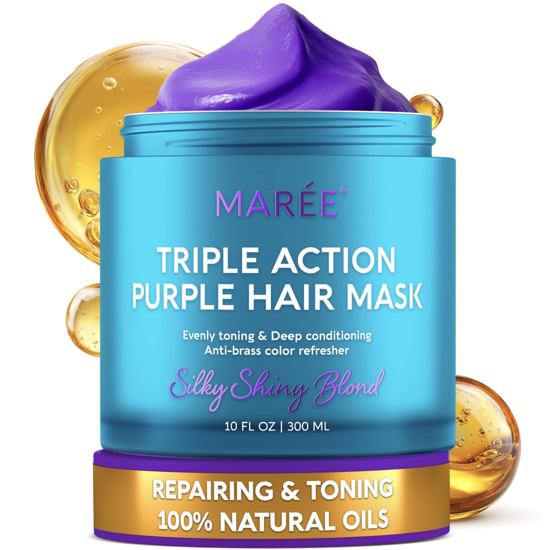 MAREE Deep Conditioning Purple Hair Mask bottle with brassy-neutralizing benefits for blonde hair.
