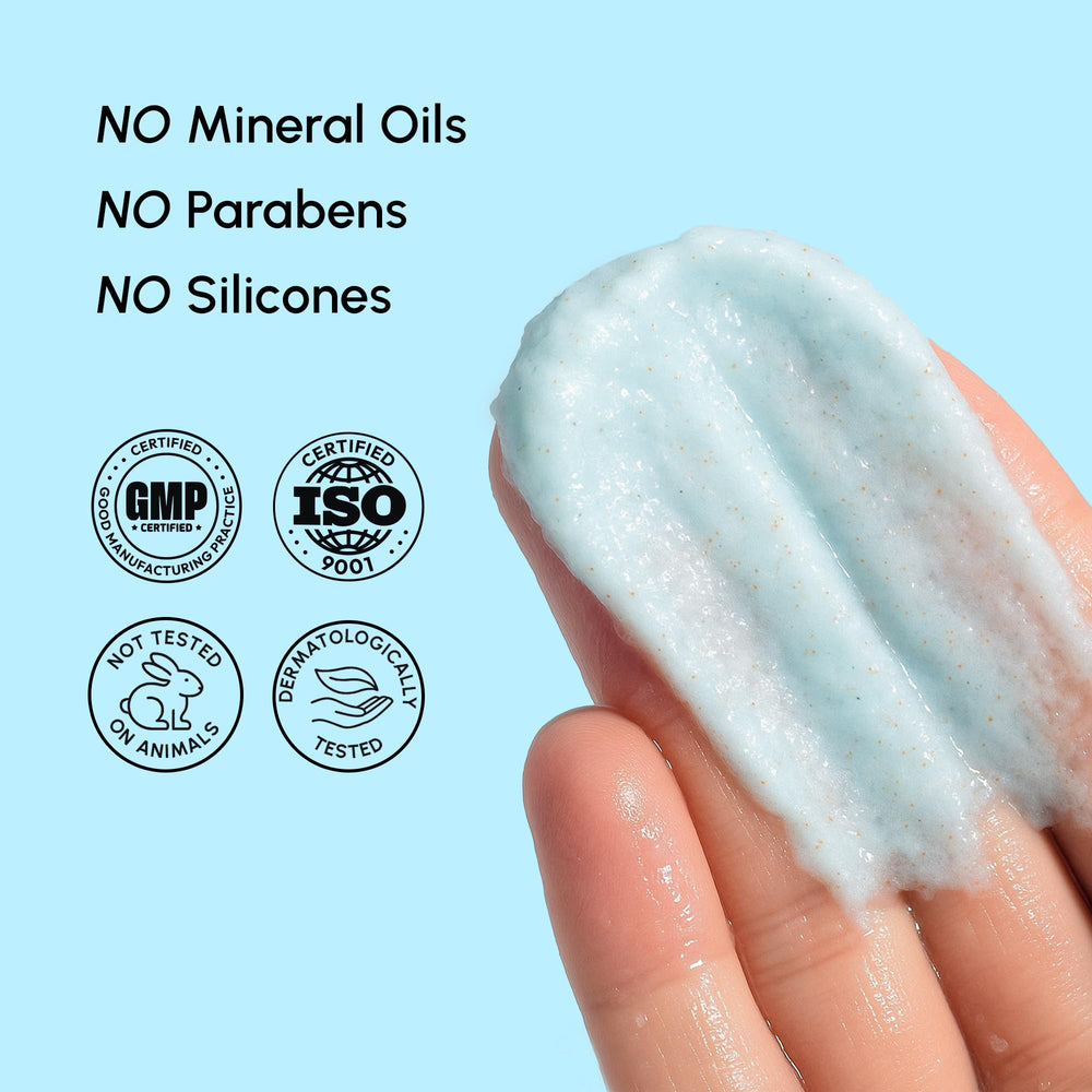 MAREE Face Exfoliator deep cleanse action close-up of creamy lather.