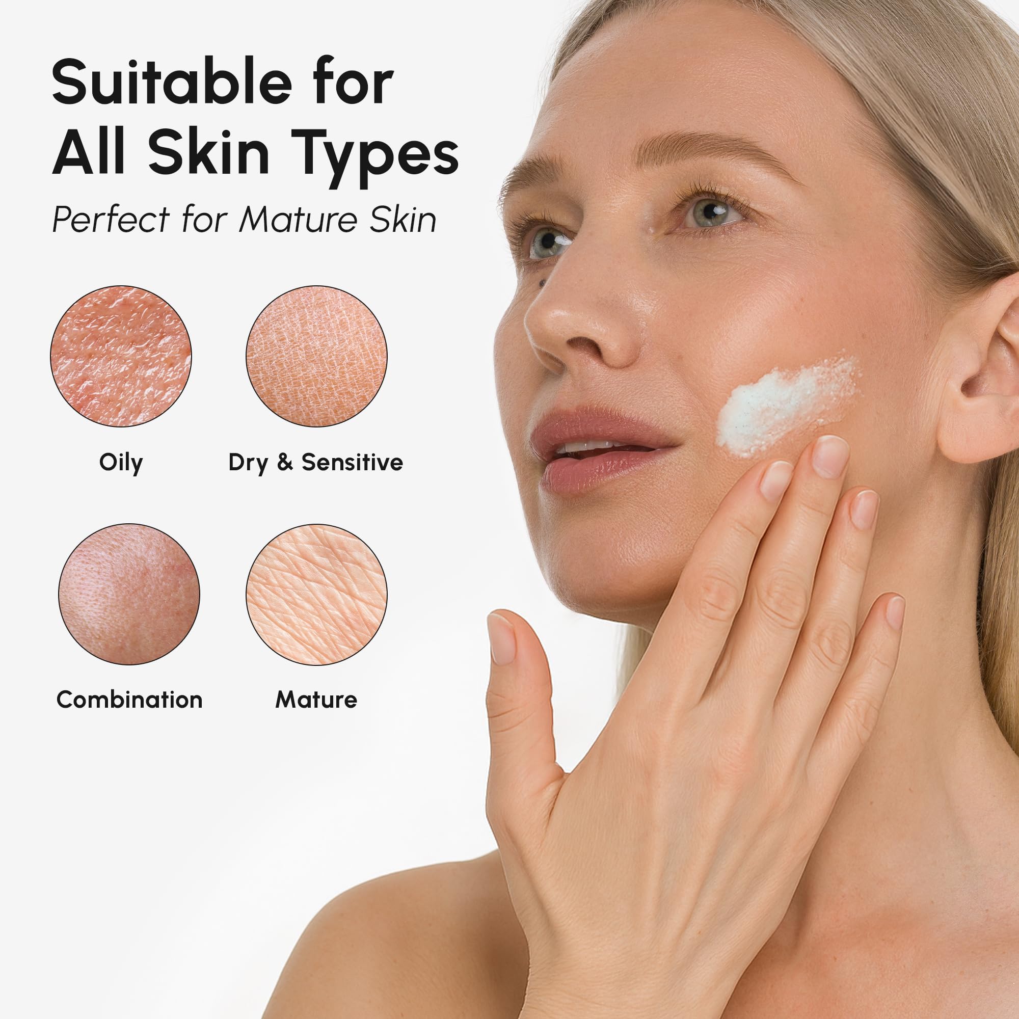MAREE Face Exfoliator texture-refinement close-up showing smoother complexion.
