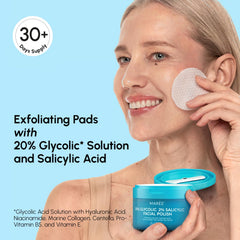 MAREE Glycolic Pads smooth side showing residue removal after exfoliation.