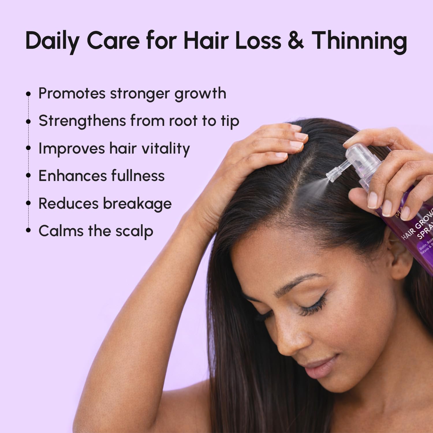 MAREE Hair Growth Spray caffeine and biotin for a fuller look.