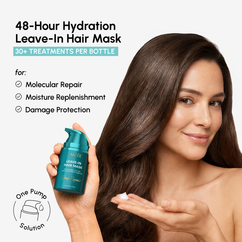 MAREE hair mask application pump enables easy one-pump conditioning.