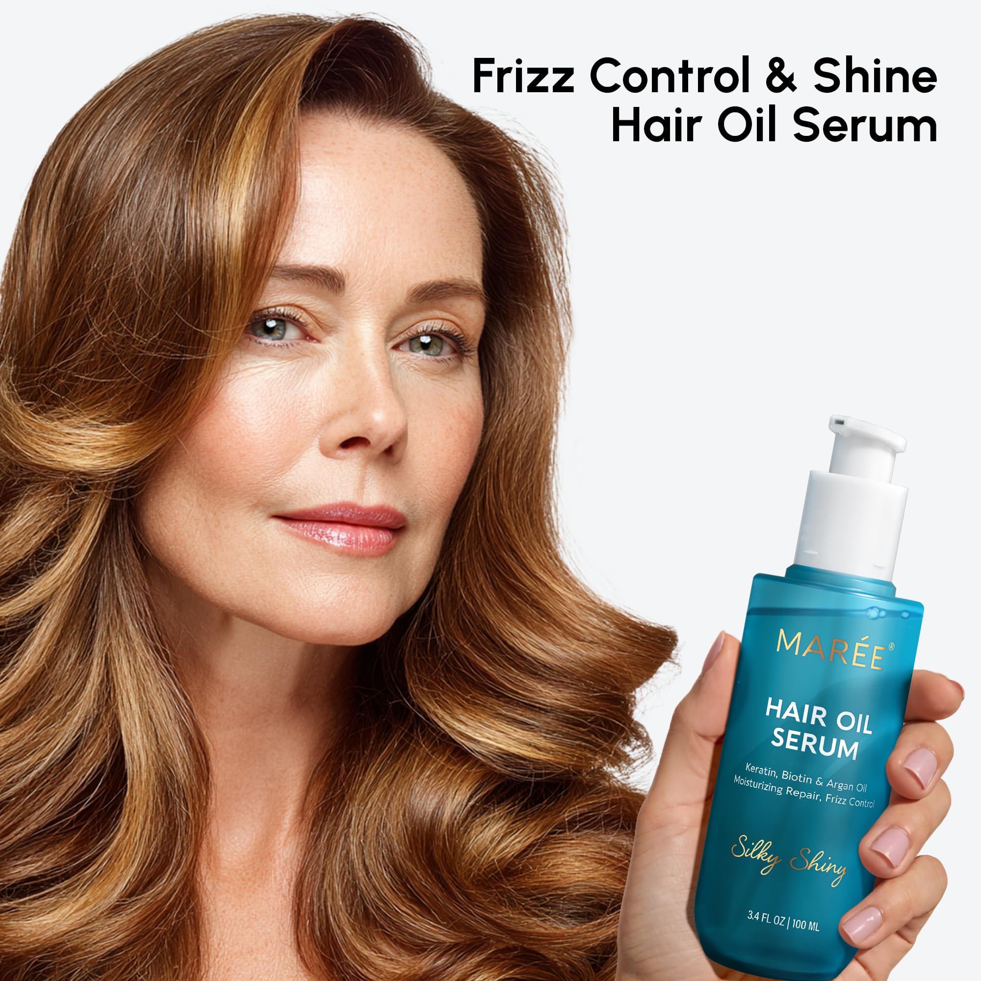 MAREE argan hydration scene showing silky, nourished hair.
