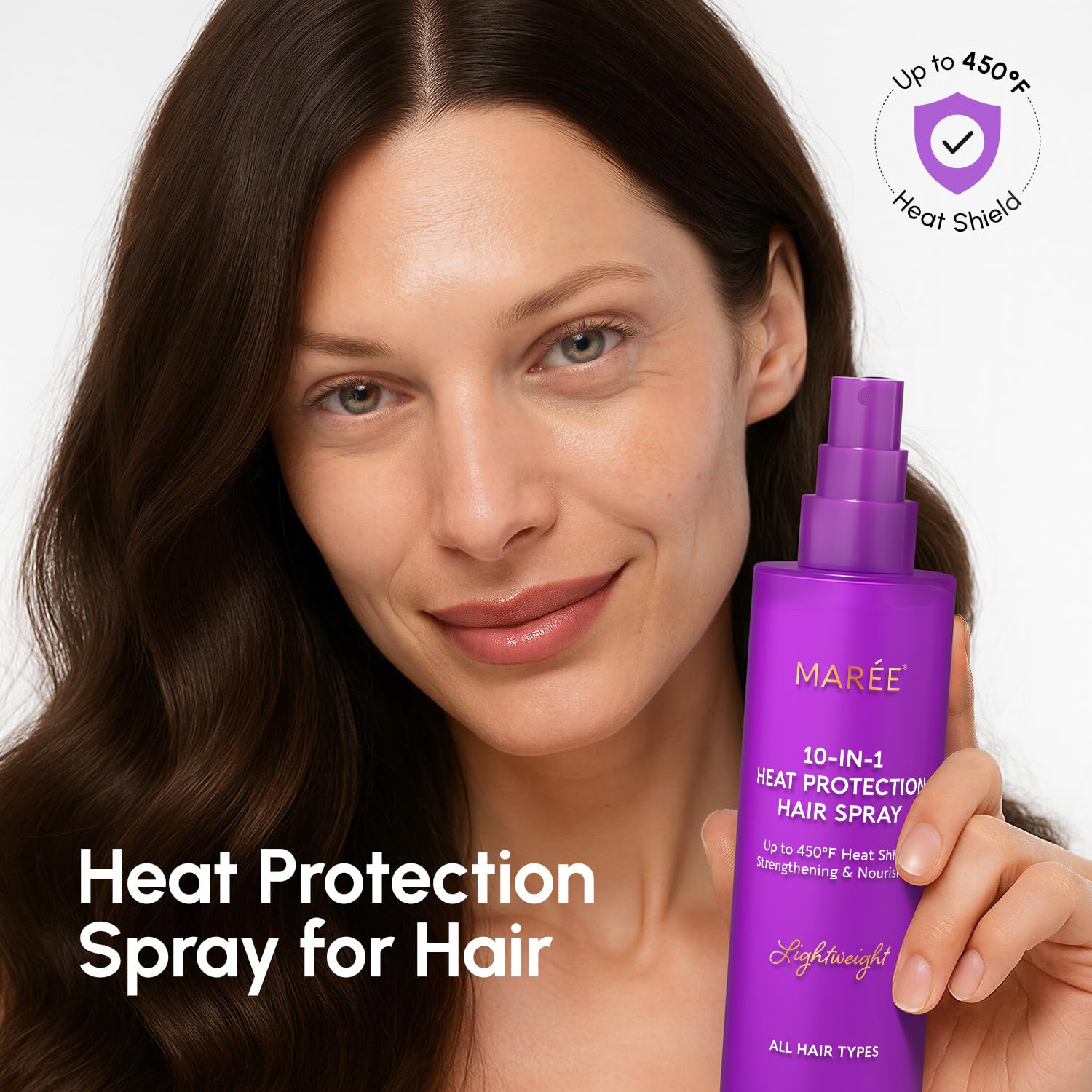 MAREE keratin-collagen-argan oil spray delivering frizz control and shine