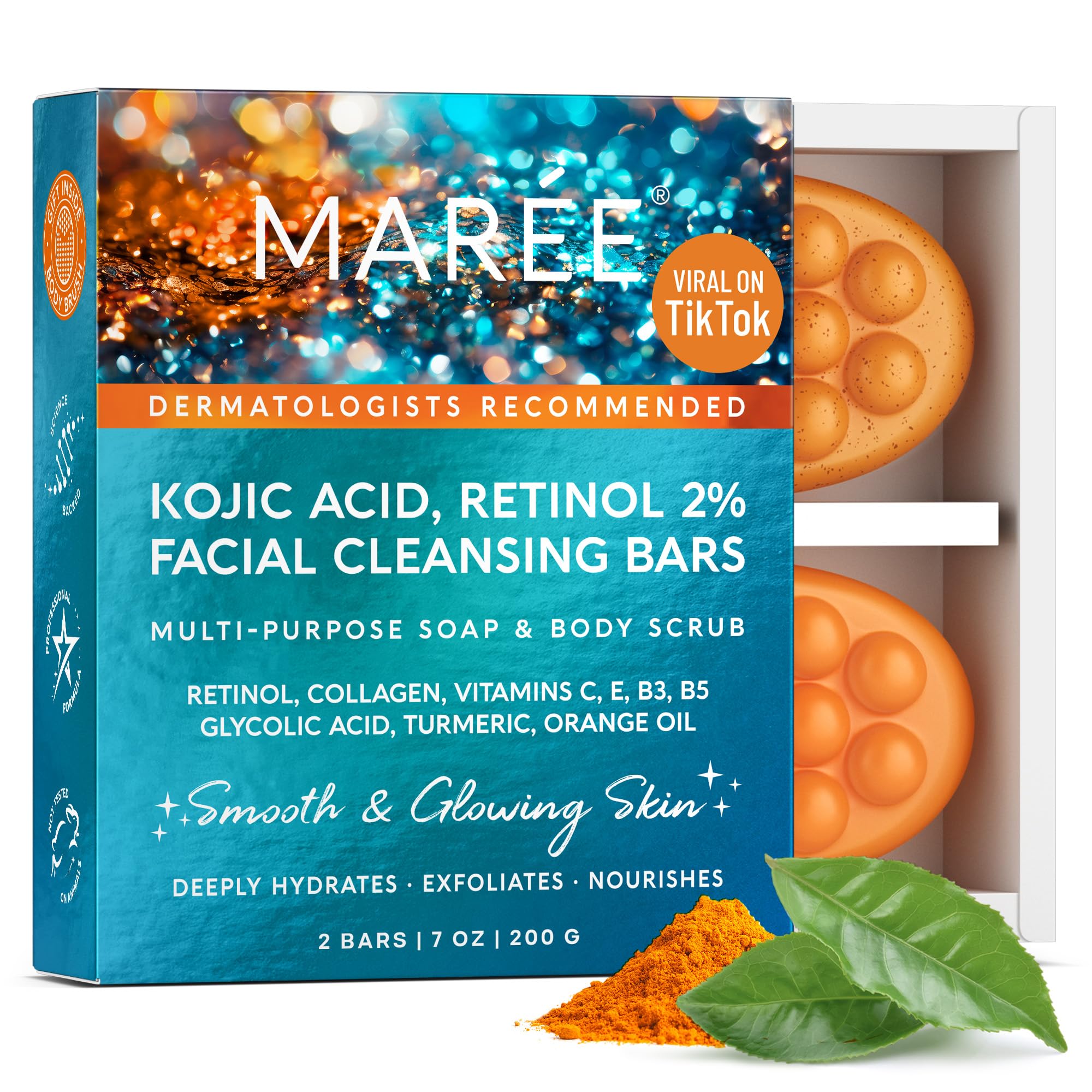 MAREE Kojic Acid Soap bar with turmeric for brightening lather