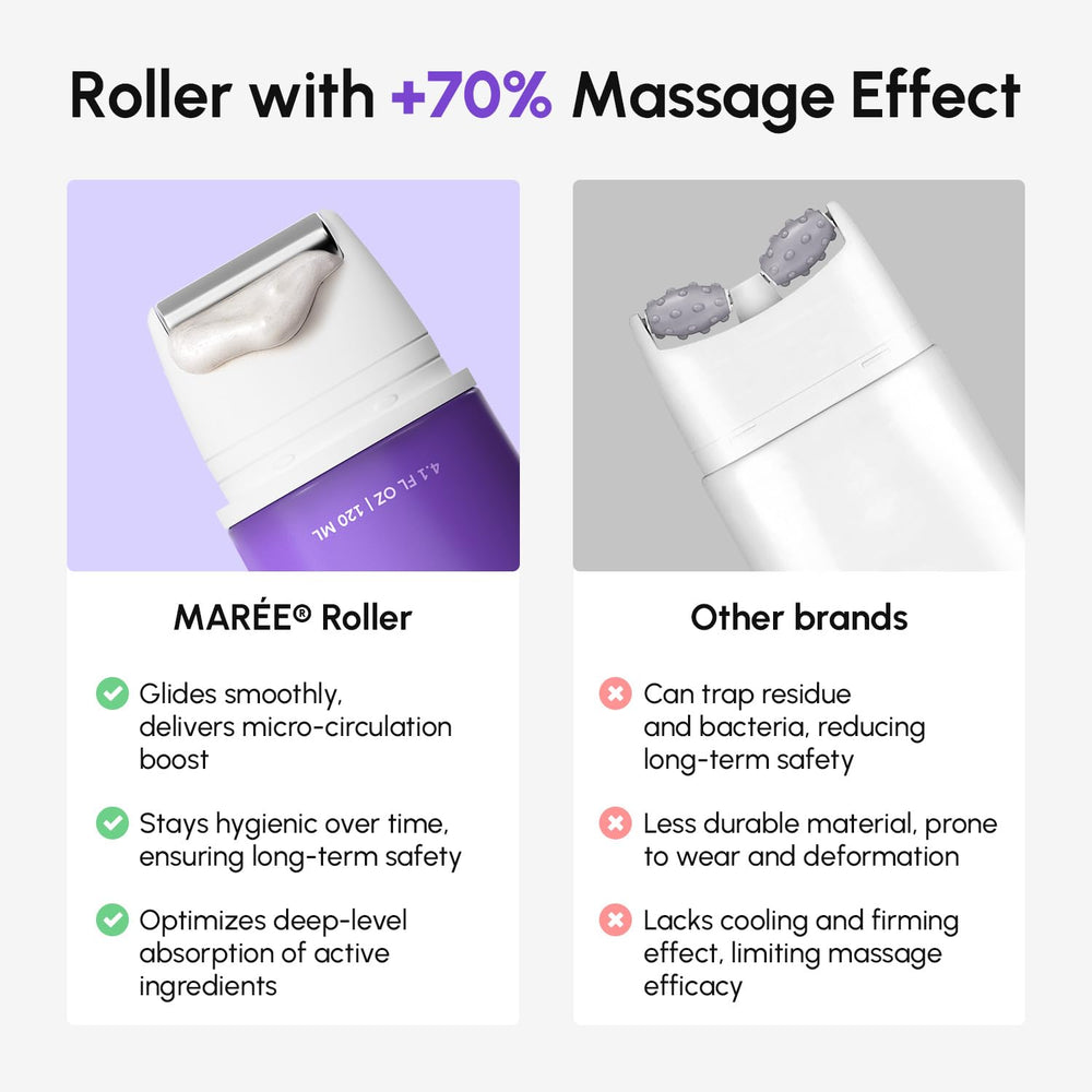 MAREE neck cream with face roller fragrance-free formula supports gentle use