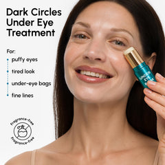 MAREE under-eye balm stick application on skin demonstrates easy refreshment.
