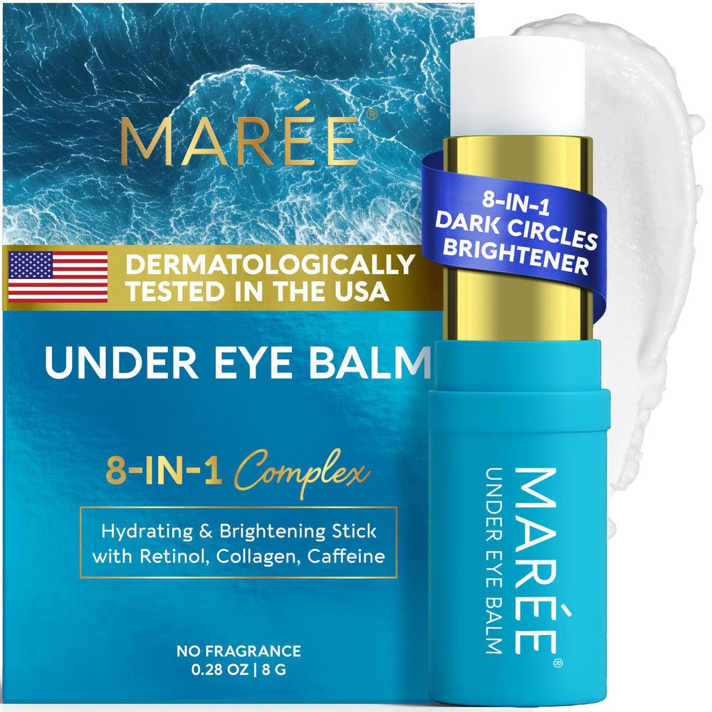 MAREE under eye balm stick packaging close-up highlighting premium branding for daily use